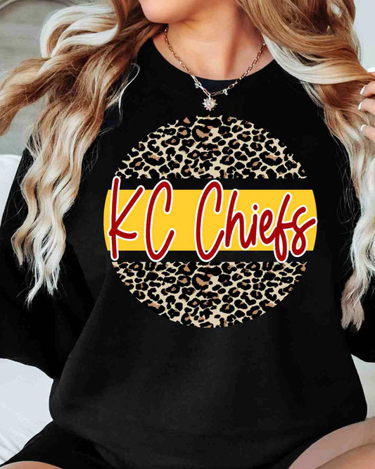 KC Chiefs Leopard Grunge Circle Sweatshirt