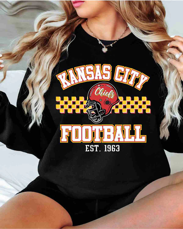 Kansas City Football Checkered Helmet Sweatshirt