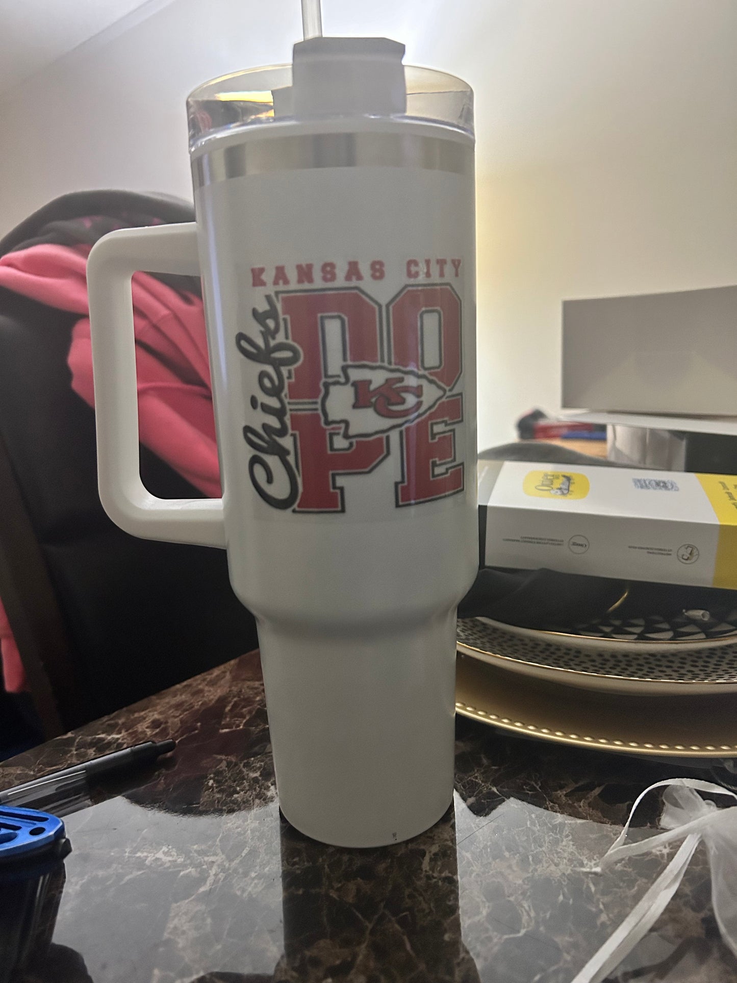 Custom 40oz Tumbler with Handle & Straw