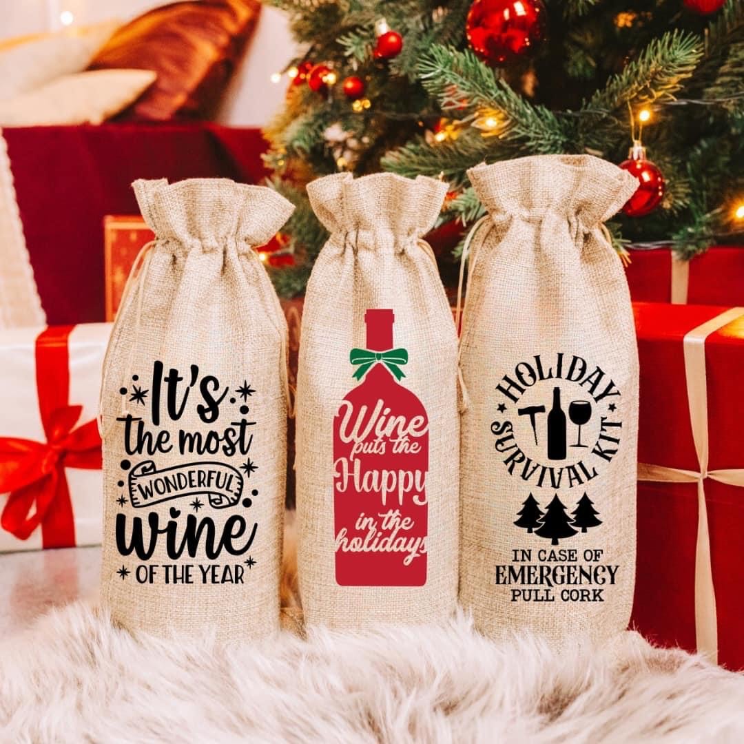 Christmas Wine Bags